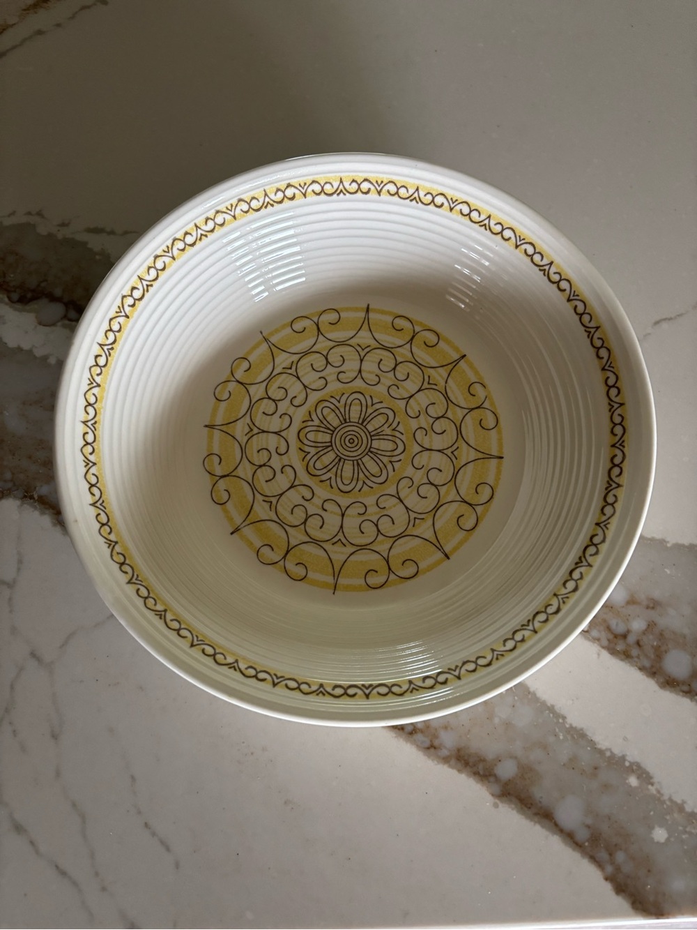 Elegant Cream and Gold Decorative Ceramic Bowl